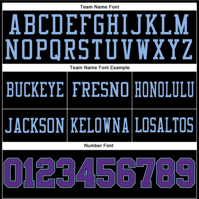 Custom Black Purple-Light Blue Authentic Football Jersey
