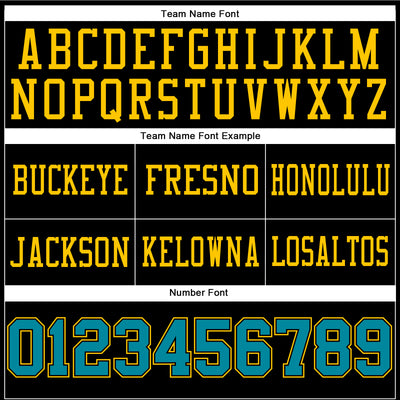 Custom Black Teal-Yellow Authentic Football Jersey