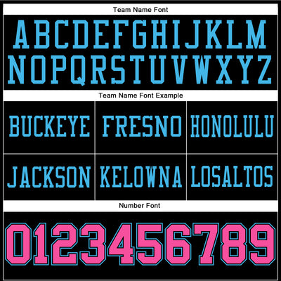 Custom Black Pink-Sky Blue Authentic Football Jersey