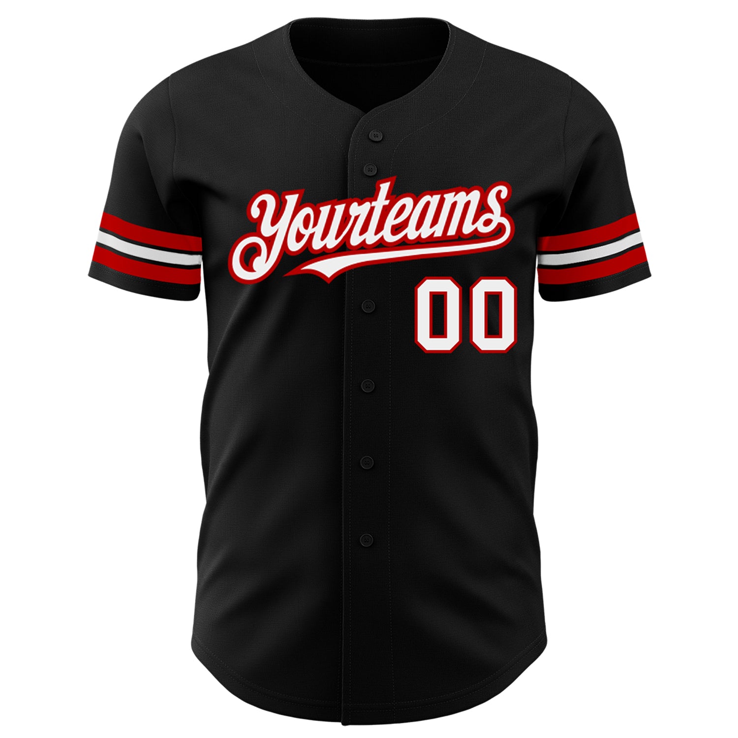 Custom Black White-Red Authentic Baseball Jersey