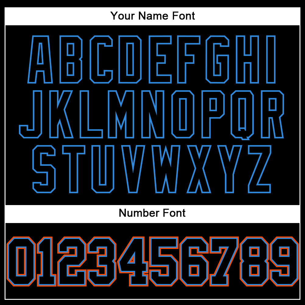Custom Black Electric Blue-Orange Authentic Baseball Jersey