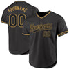 Custom Black Old Gold Authentic Throwback Baseball Jersey