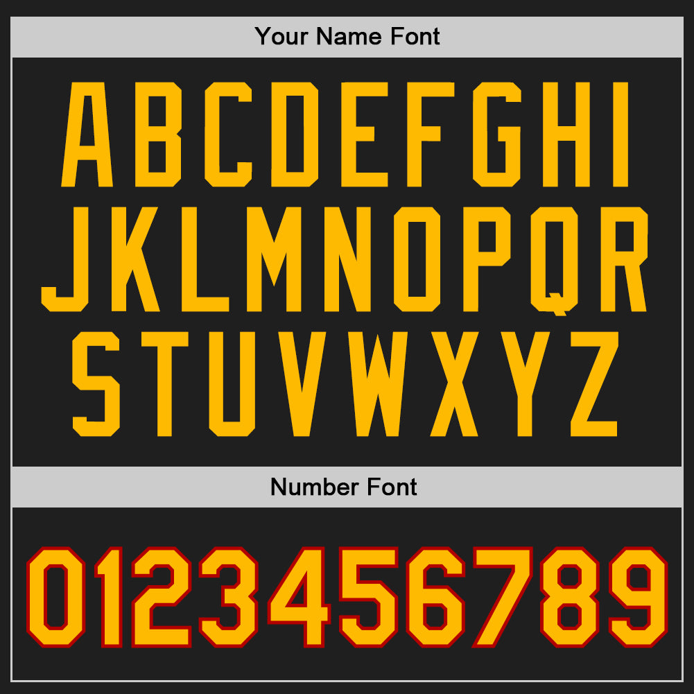 Custom Black Gold-Red Authentic Throwback Basketball Jersey