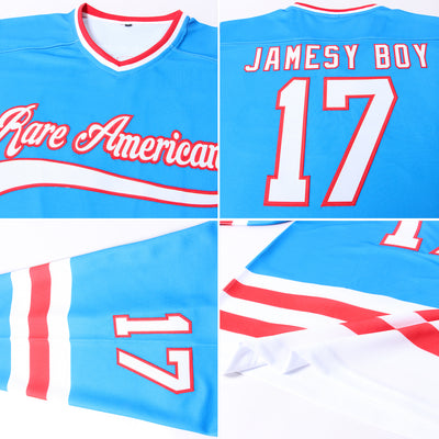 Custom Blue White-Red Hockey Jersey