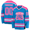 Custom Blue Pink-White Hockey Jersey