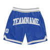 Custom Blue Gray-White Authentic Throwback Basketball Shorts