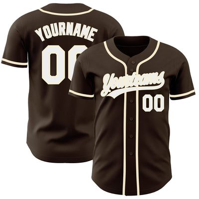 Custom Brown White-Cream Authentic Baseball Jersey