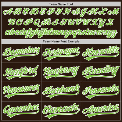Custom Brown Neon Green-White Authentic Baseball Jersey