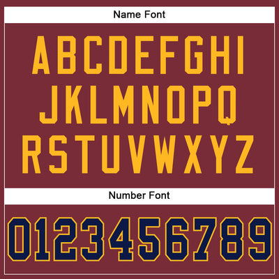 Custom Burgundy Navy-Gold Mesh Authentic Football Jersey