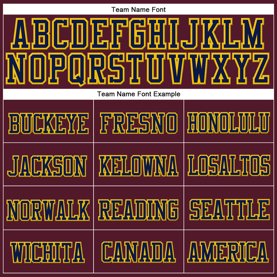 Custom Burgundy Navy-Gold Stitched Cuffed Knit Hat