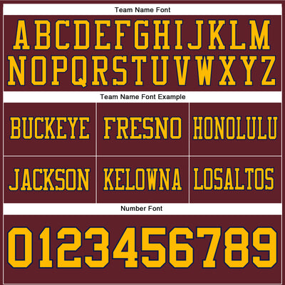 Custom Burgundy Gold-Navy Authentic Football Jersey