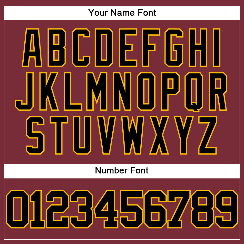 Custom Burgundy Black-Gold Authentic Baseball Jersey
