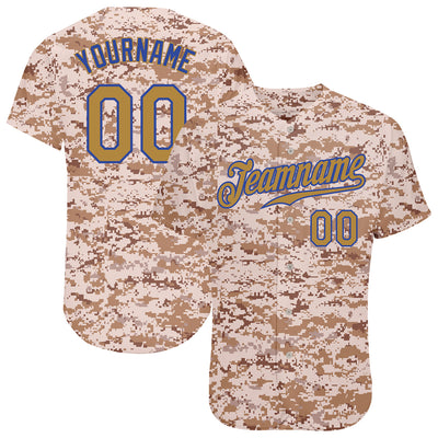 Custom Camo Old Gold-Royal Authentic Salute To Service Baseball Jersey