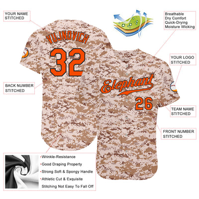 Custom Camo Orange-Black Authentic Salute To Service Baseball Jersey