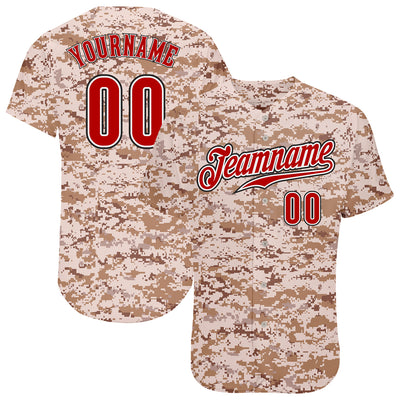 Custom Camo Red-Black Authentic Salute To Service Baseball Jersey