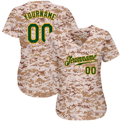 Custom Camo Green-Gold Authentic Salute To Service Baseball Jersey