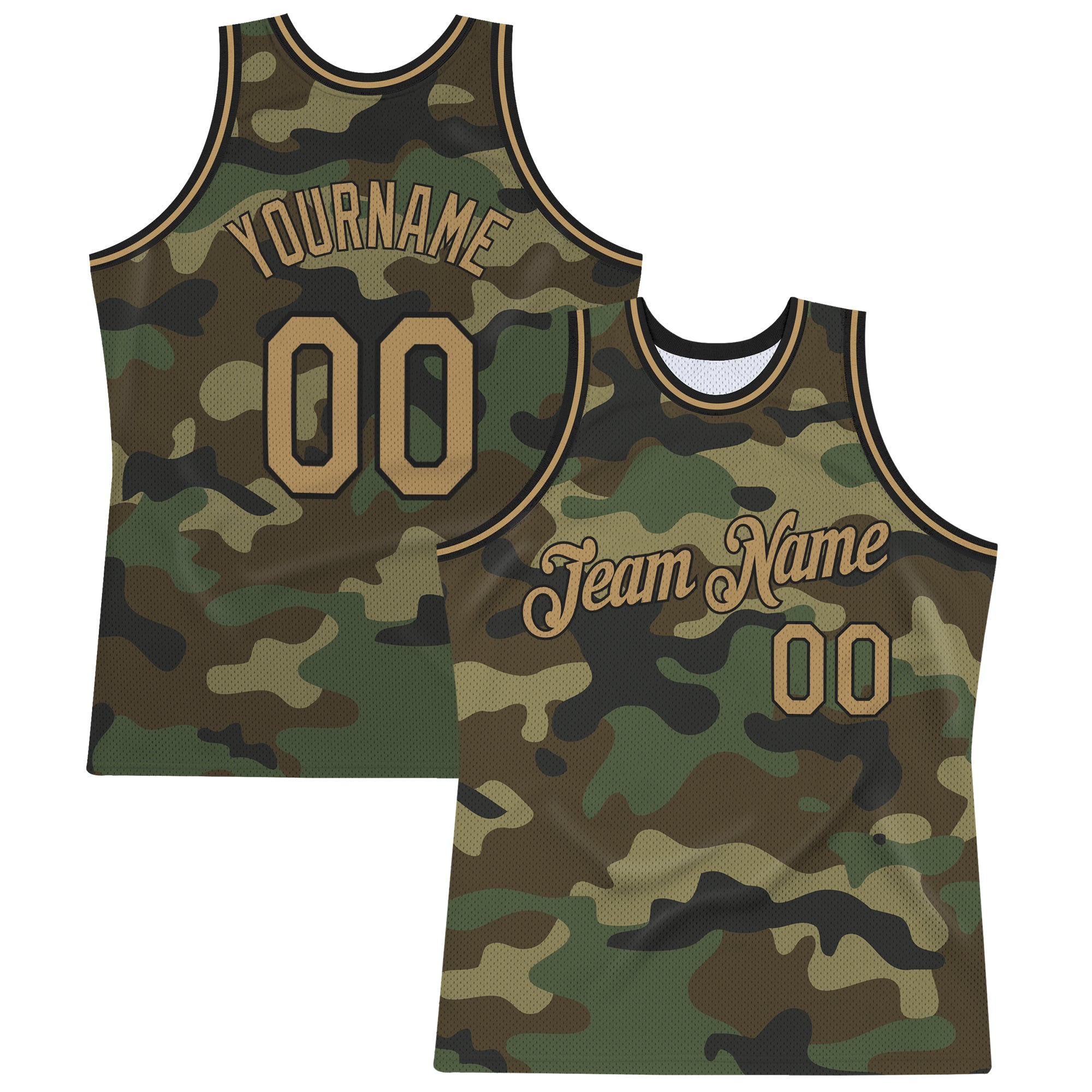 FIITG Custom Basketball Jersey Camo Old Gold-Black Authentic Salute to Service