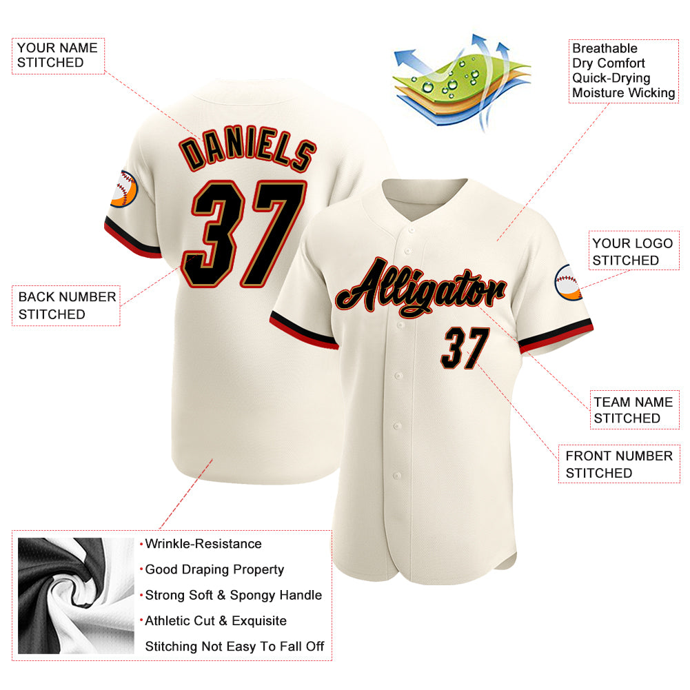 Custom Cream Black-Old Gold Authentic Baseball Jersey