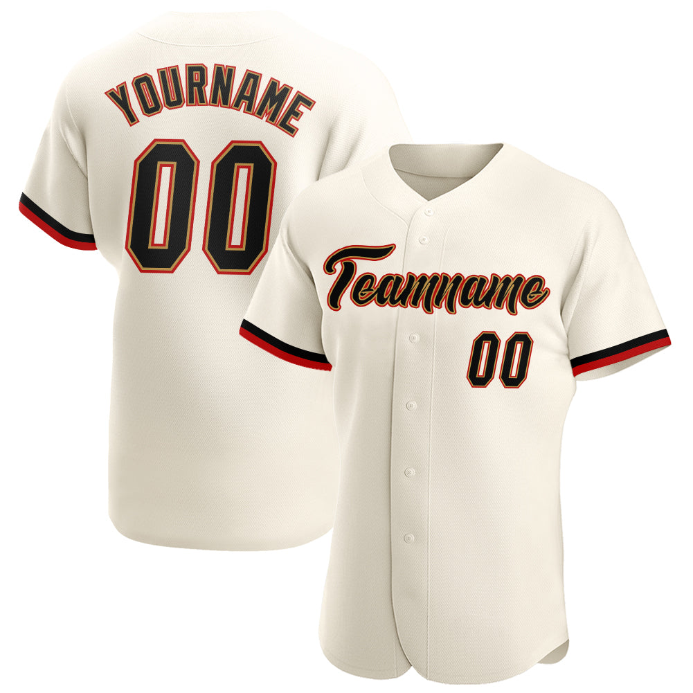 Custom Cream Black-Old Gold Authentic Baseball Jersey