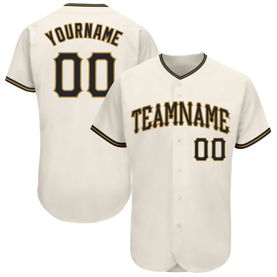 Custom Cream Black-Old Gold Authentic Baseball Jersey