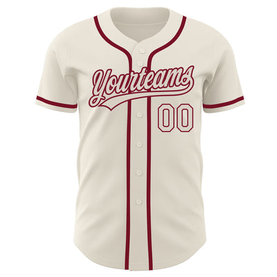 Custom Cream Cream-Crimson Authentic Baseball Jersey