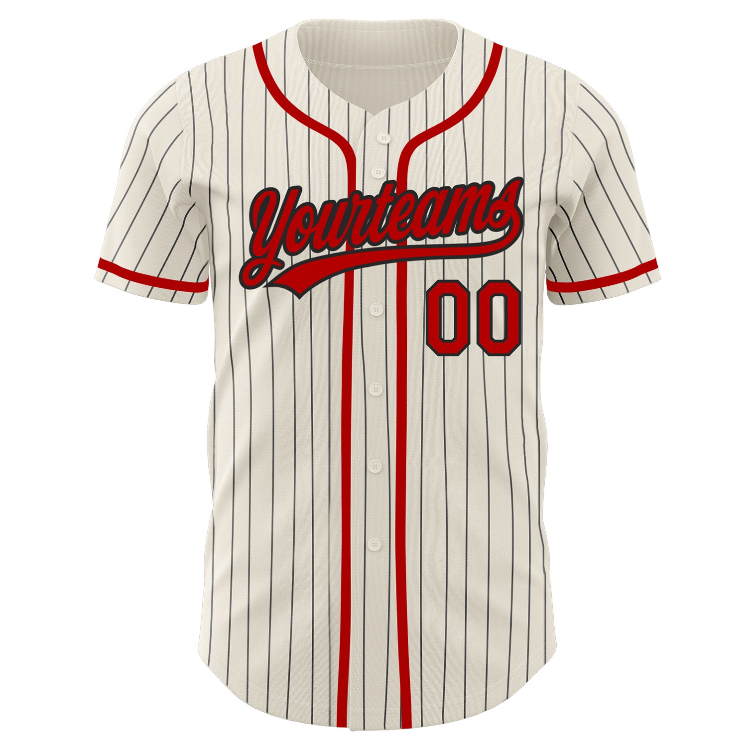 Custom Cream Black Strip Red-Black Authentic Baseball Jersey