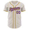 Custom Cream Purple Pinstripe Old Gold Authentic Baseball Jersey
