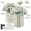 Custom Cream Gray Pinstripe Green Authentic Baseball Jersey