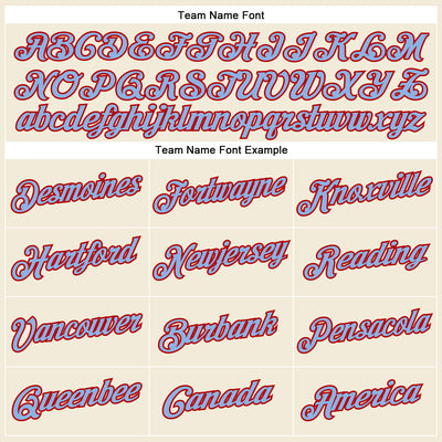 Custom Cream Light Blue-Red Performance T-Shirt