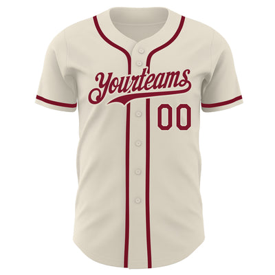Custom Cream Crimson Authentic Baseball Jersey