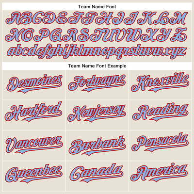 Custom Cream Light Blue-Red Authentic Baseball Jersey