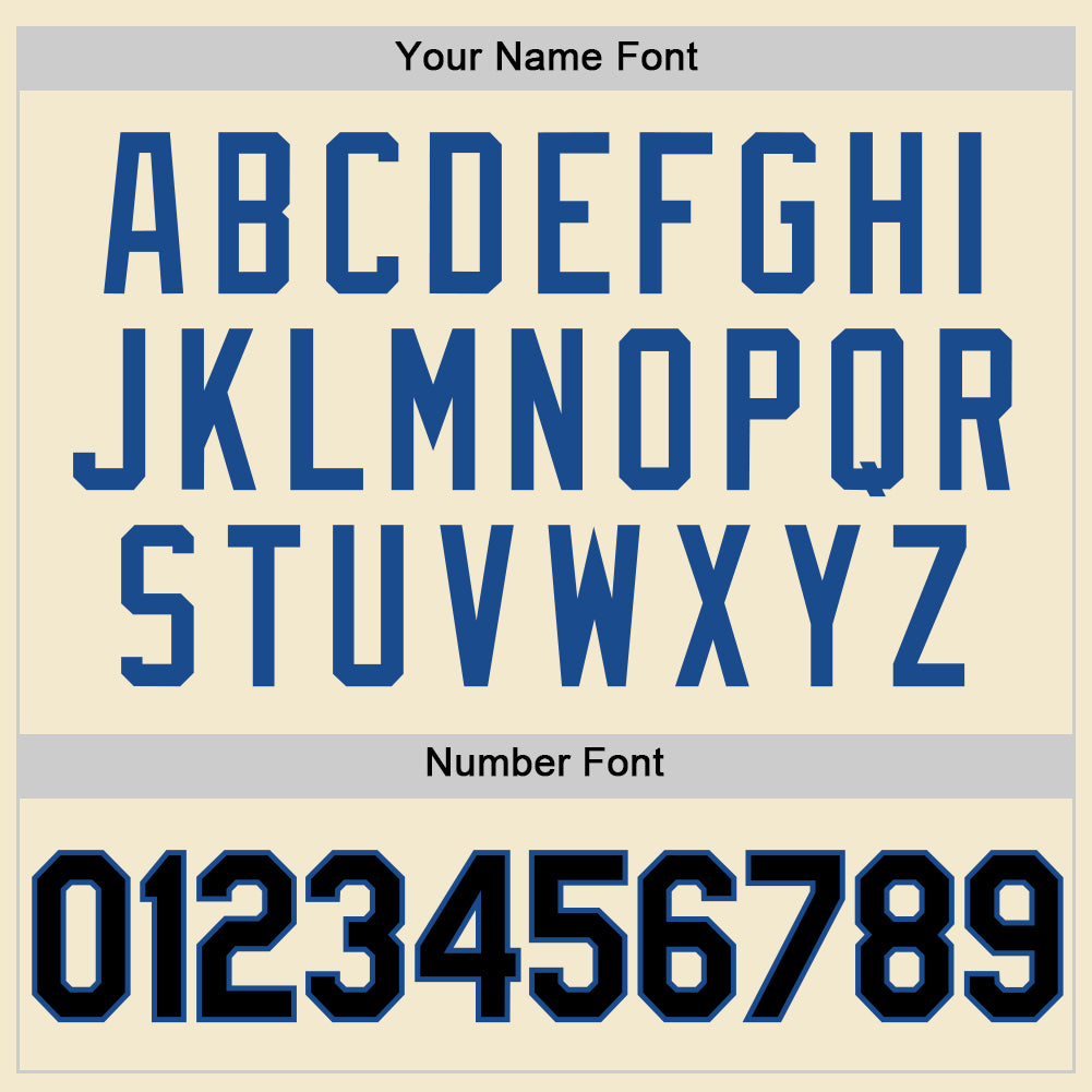 Custom Cream Black-Blue Authentic Throwback Baseball Jersey