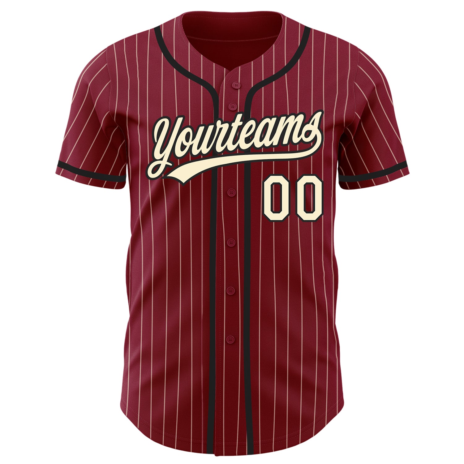 Custom Crimson Cream Pinstripe Black Authentic Baseball Jersey