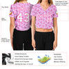 Custom Women's Pink White Breast Cancer 3D V-Neck Cropped Baseball Jersey