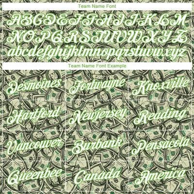 Custom Women's Green White-Neon Green Dollar 3D V-Neck Cropped Baseball Jersey