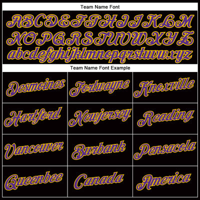 Custom Women's Black Purple-Gold V-Neck Cropped Baseball Jersey