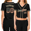 Custom Women's Black Vintage USA Flag-Cream V-Neck Cropped Baseball Jersey