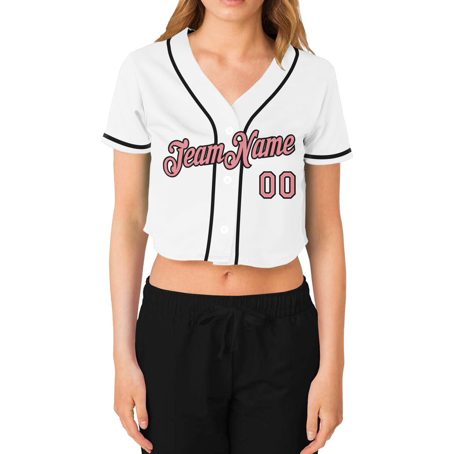Cropped Baseball Jersey medium black white