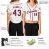 Custom Women's White Crimson-Gray V-Neck Cropped Baseball Jersey