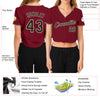 Custom Women's Crimson Black-Cream V-Neck Cropped Baseball Jersey