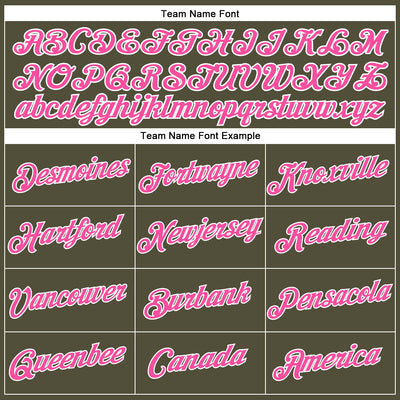 Custom Women's Olive Pink-White Salute To Service V-Neck Cropped Baseball Jersey