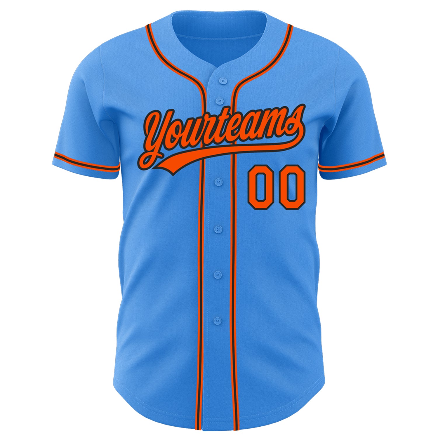Custom Electric Blue Orange-Black Authentic Baseball Jersey
