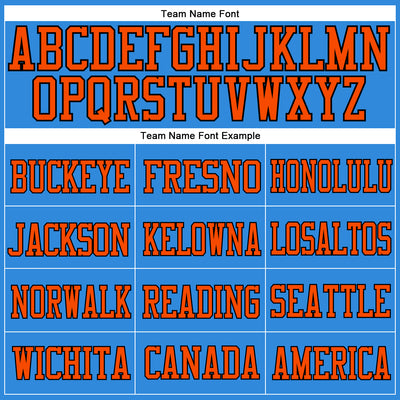 Custom Powder Blue Orange-Black Mesh Authentic Football Jersey