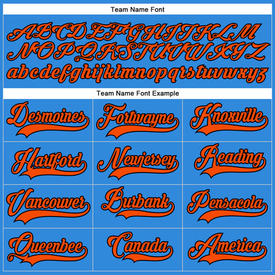 Custom Powder Blue Orange-Black Hockey Lace Neck Jersey