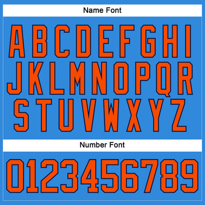 Custom Powder Blue Orange-Navy Hockey Lace Neck Jersey