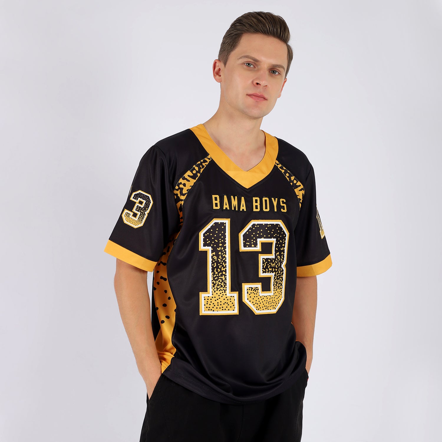 Custom Black Gold-White Drift Fashion Football Jersey Men's Size:XL