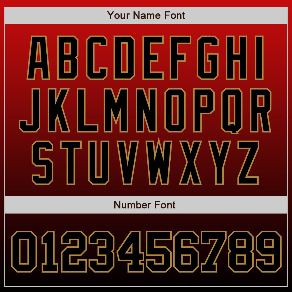 Custom Red Black-Old Gold Authentic Fade Fashion Baseball Jersey