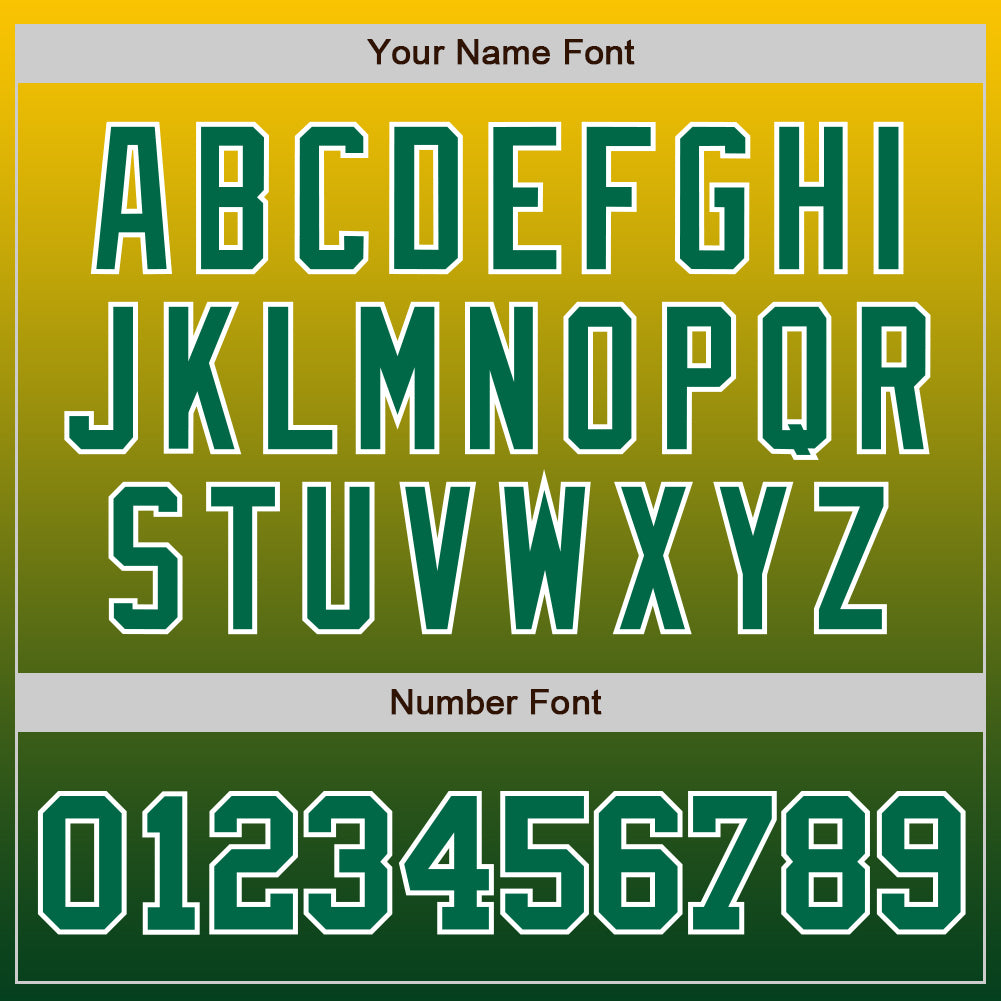 Custom Yellow Kelly Green-White Authentic Fade Fashion Baseball Jersey