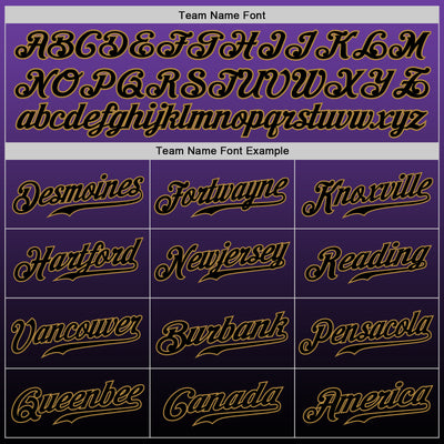 Custom Purple Black-Old Gold Authentic Fade Fashion Baseball Jersey