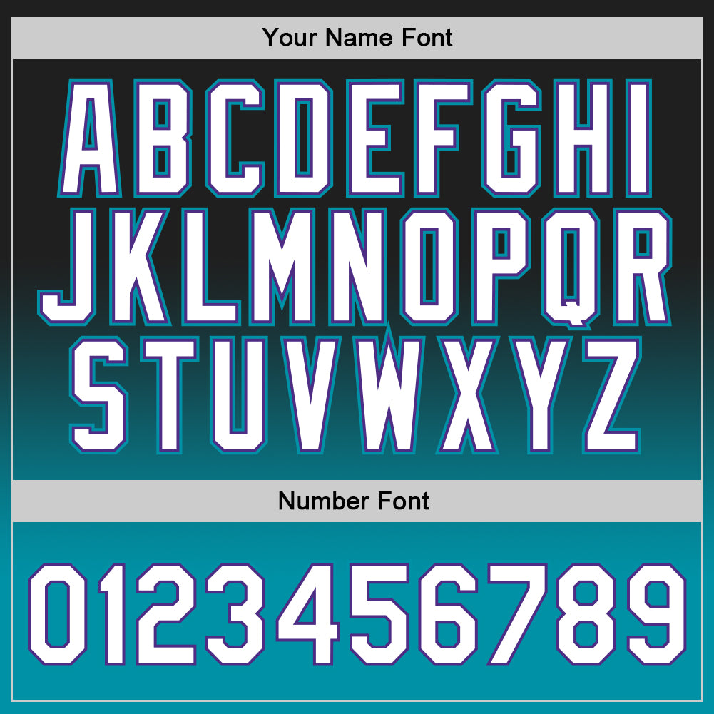 Custom Black White-Teal Authentic Fade Fashion Basketball Jersey